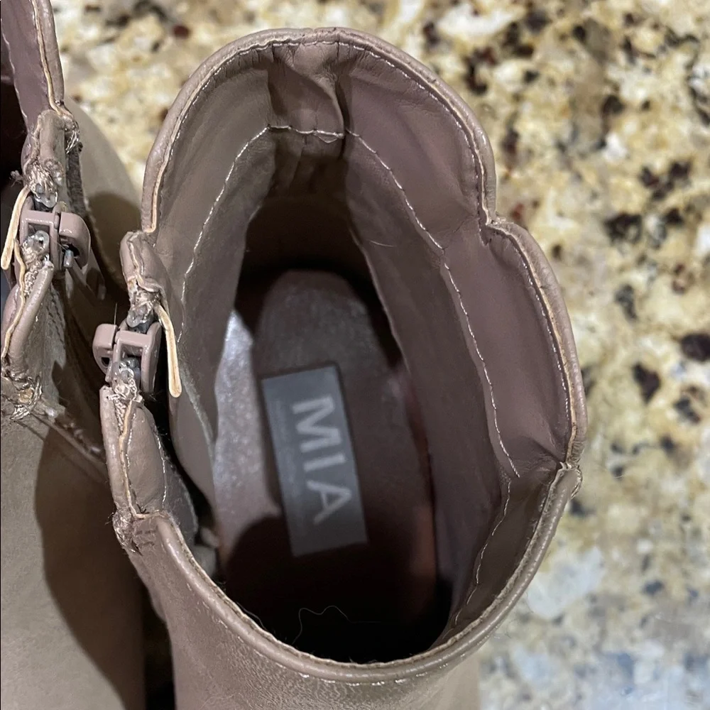 MIA Taupe Heeled Ankle Boots